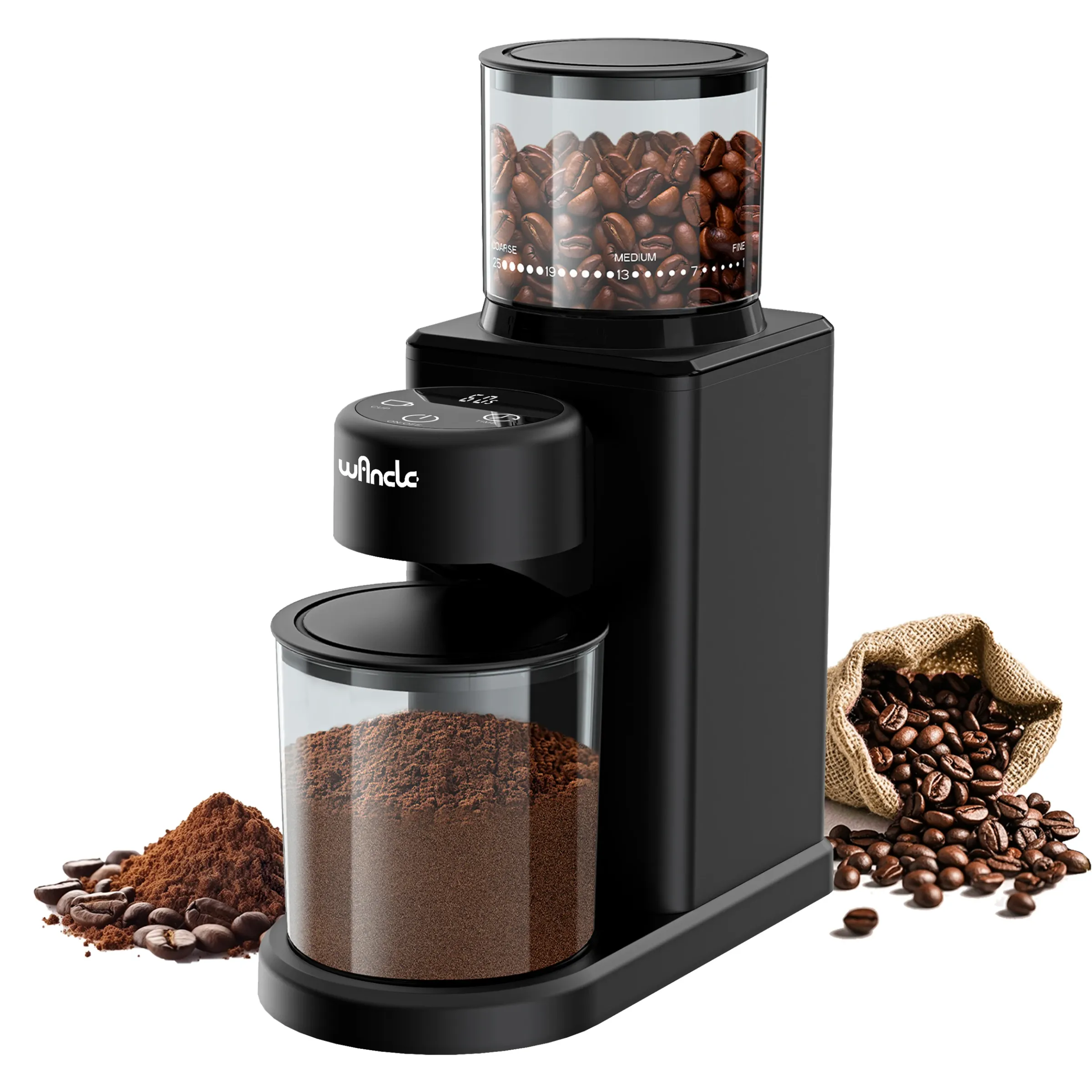 Broyeur électrique à meule conique pour café en grains, 25 réglages de mouture, écran tactile et double mode de meulage 7
