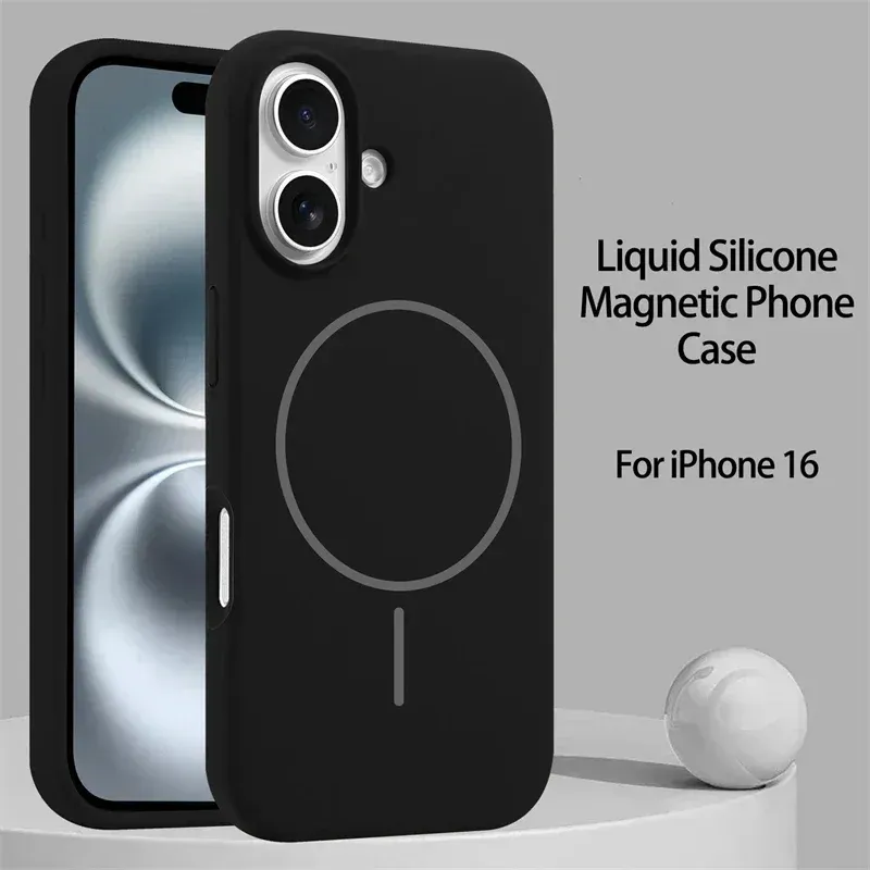 Coque en silicone liquide d'origine avec MagSafe pour iPhone 18 Pro, 17, 16, 15, 14, 13, 12, 11 Pro Max, coque souple magnétique compatible charge sans fil. 9