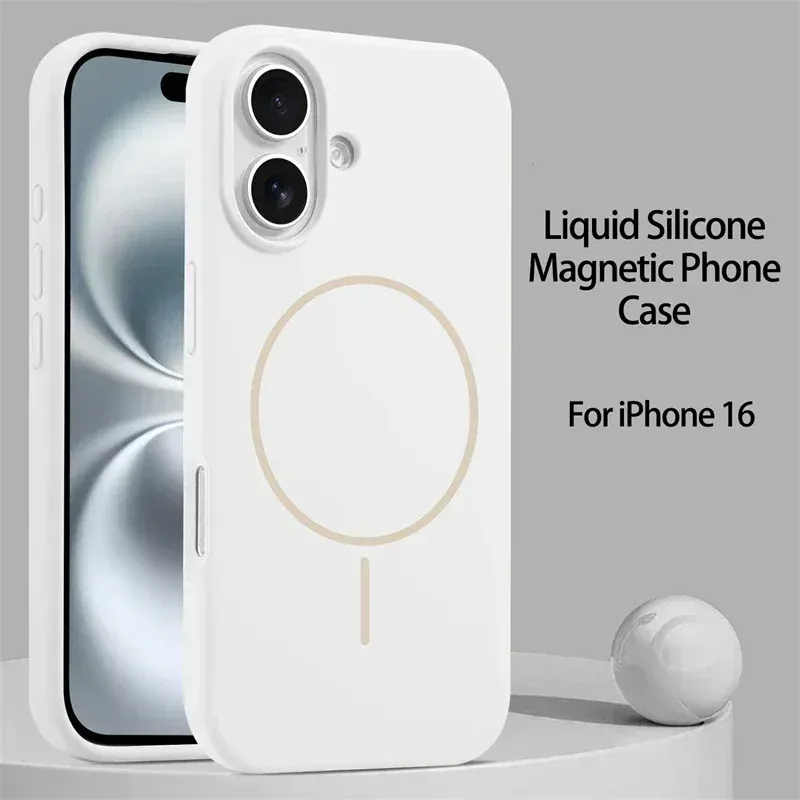 Coque en silicone liquide d'origine avec MagSafe pour iPhone 18 Pro, 17, 16, 15, 14, 13, 12, 11 Pro Max, coque souple magnétique compatible charge sans fil. 14