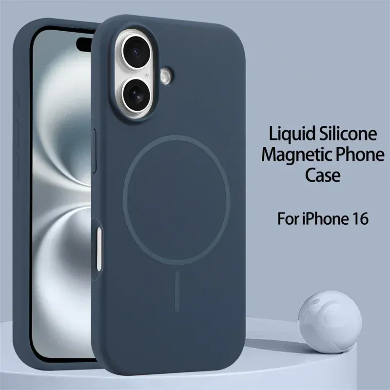 Coque en silicone liquide d'origine avec MagSafe pour iPhone 18 Pro, 17, 16, 15, 14, 13, 12, 11 Pro Max, coque souple magnétique compatible charge sans fil. 13