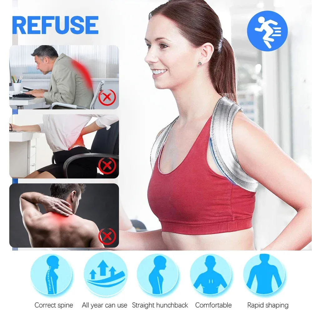 Correcteur de posture dorsale pour adultes, homme et femme – Ceinture de redressement pour un dos droit 6