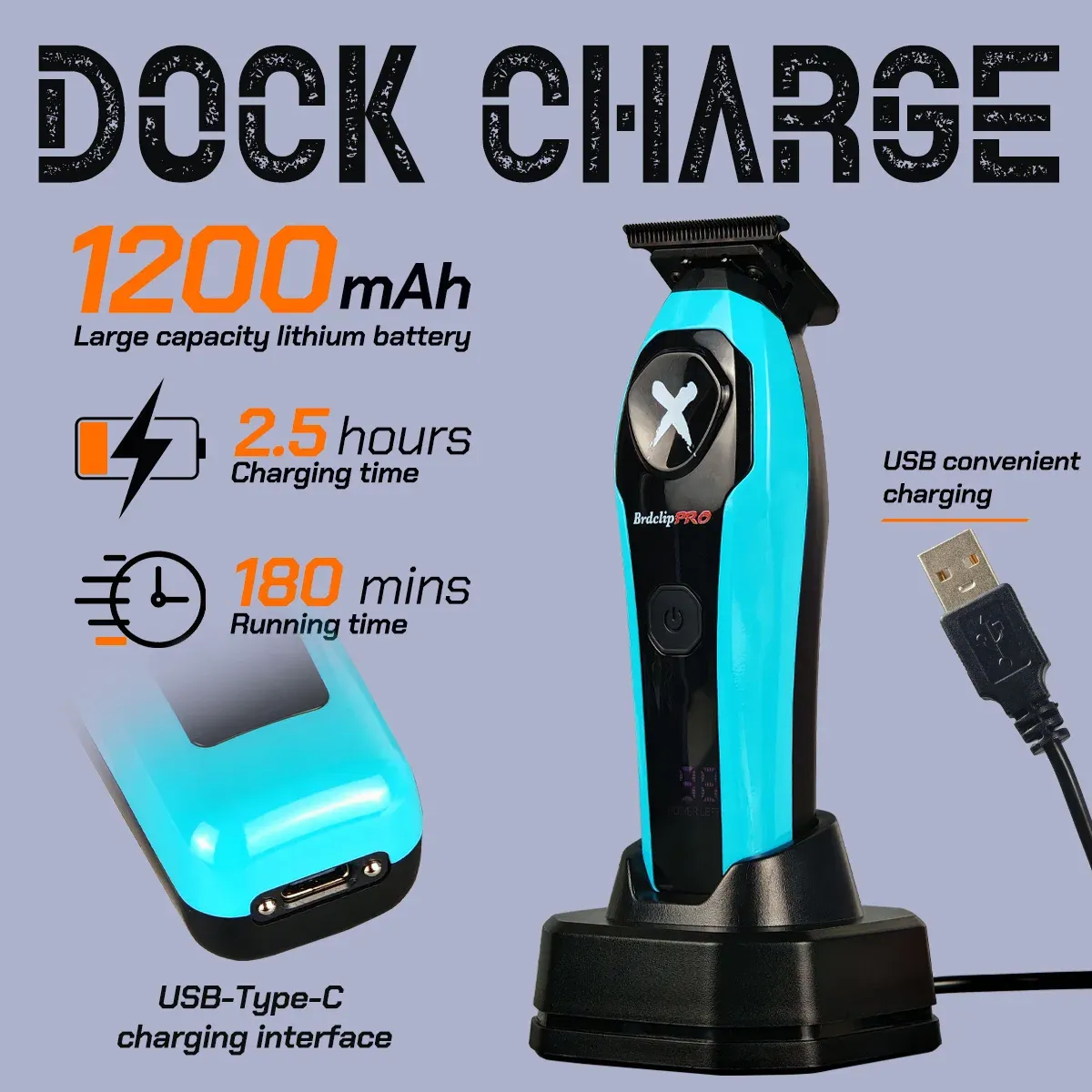 BRDCLIP Tondeuse à cheveux professionnelle pour homme, rechargeable, sans fil, réglable, avec écran LED – Kit BRD-619 / BRD-339 6