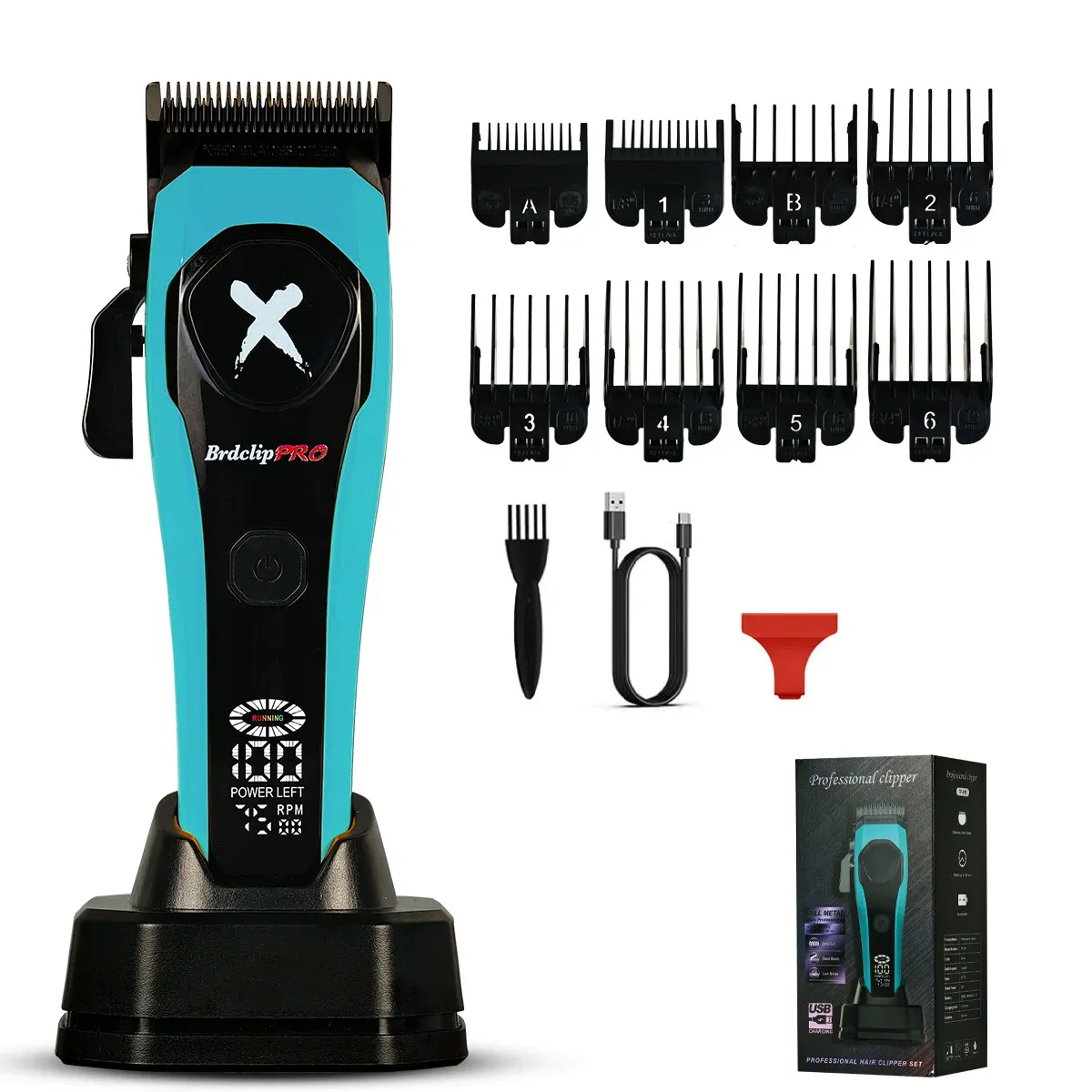 BRDCLIP Tondeuse à cheveux professionnelle pour homme, rechargeable, sans fil, réglable, avec écran LED – Kit BRD-619 / BRD-339 7