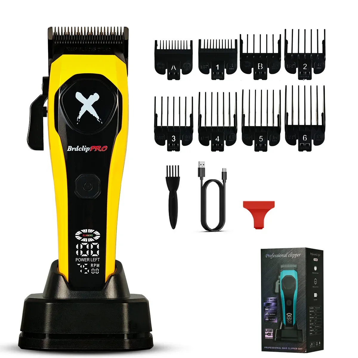 BRDCLIP Tondeuse à cheveux professionnelle pour homme, rechargeable, sans fil, réglable, avec écran LED – Kit BRD-619 / BRD-339 8