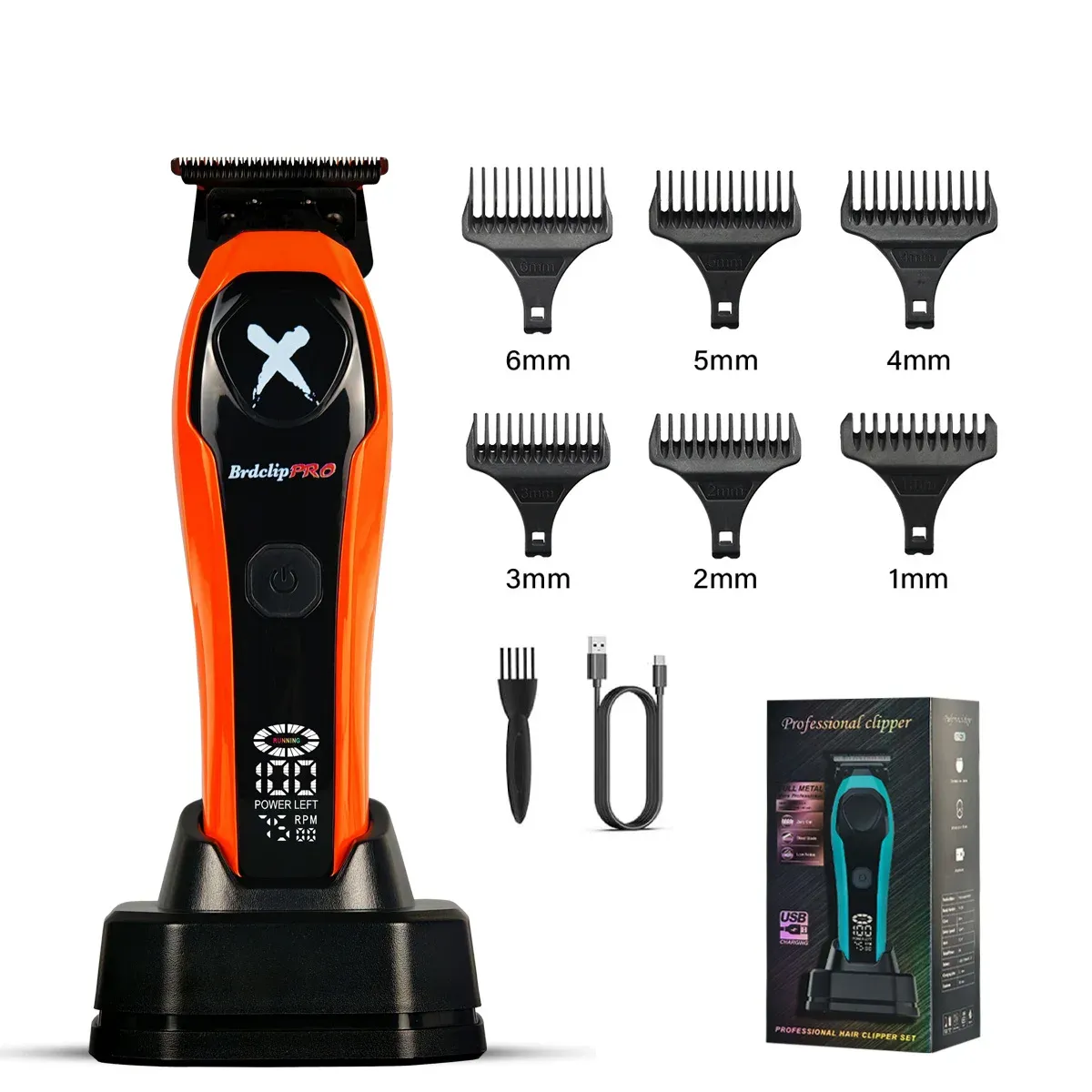 BRDCLIP Tondeuse à cheveux professionnelle pour homme, rechargeable, sans fil, réglable, avec écran LED – Kit BRD-619 / BRD-339 14