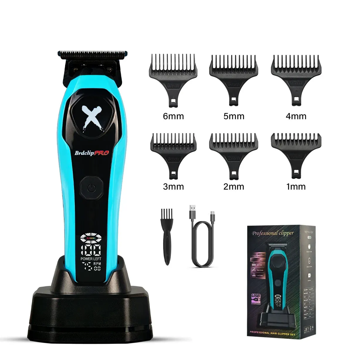 BRDCLIP Tondeuse à cheveux professionnelle pour homme, rechargeable, sans fil, réglable, avec écran LED – Kit BRD-619 / BRD-339 15