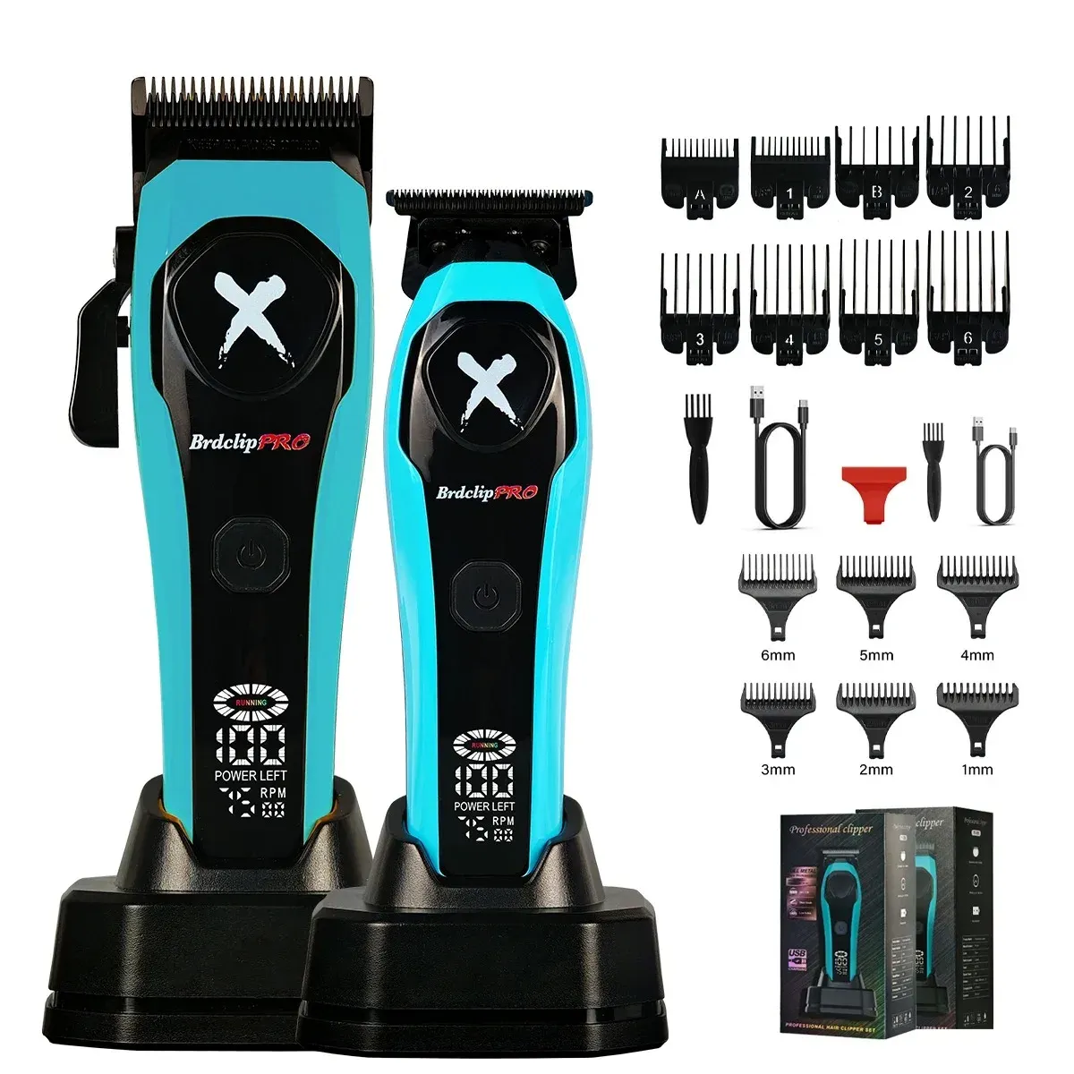 BRDCLIP Tondeuse à cheveux professionnelle pour homme, rechargeable, sans fil, réglable, avec écran LED – Kit BRD-619 / BRD-339 10