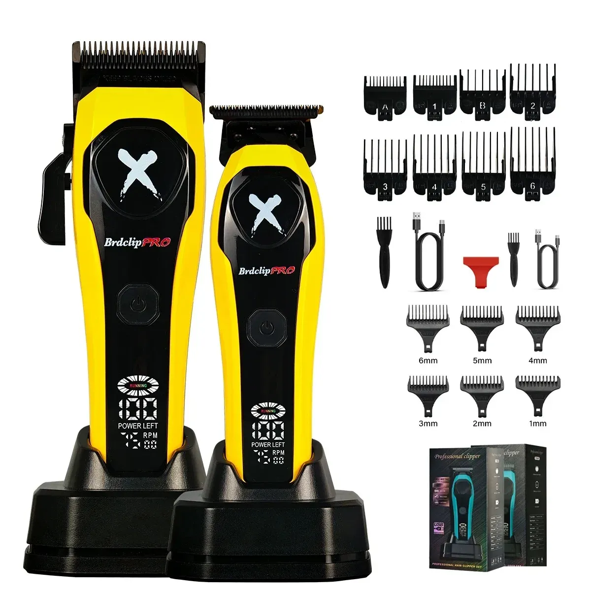 BRDCLIP Tondeuse à cheveux professionnelle pour homme, rechargeable, sans fil, réglable, avec écran LED – Kit BRD-619 / BRD-339 11