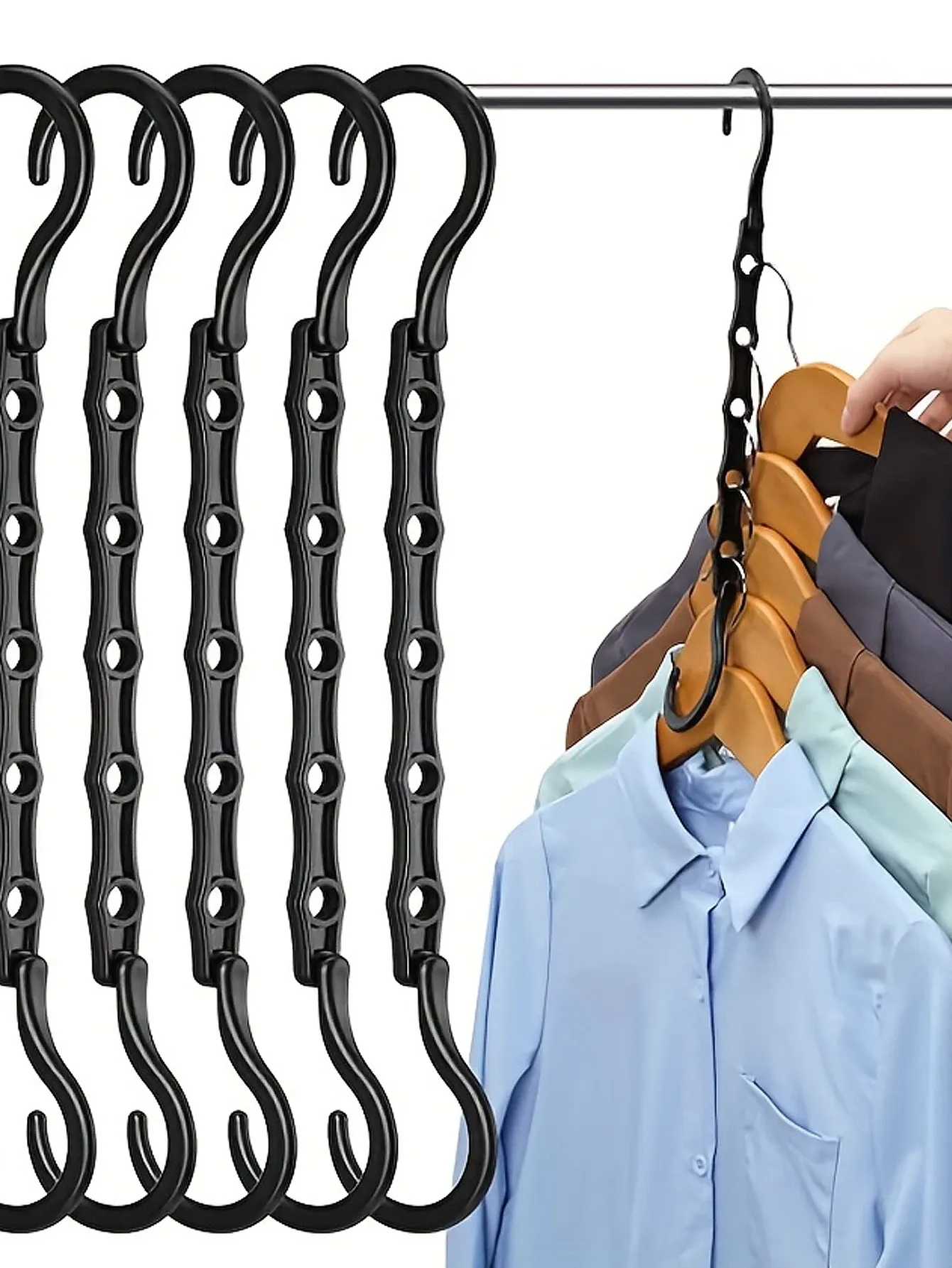 Cintres de rangement compacts, porte-vêtements multifonctions en plastique, organisateur rotatif, cintres magiques à 5 trous pour penderie, organisateur de garde-robe 9