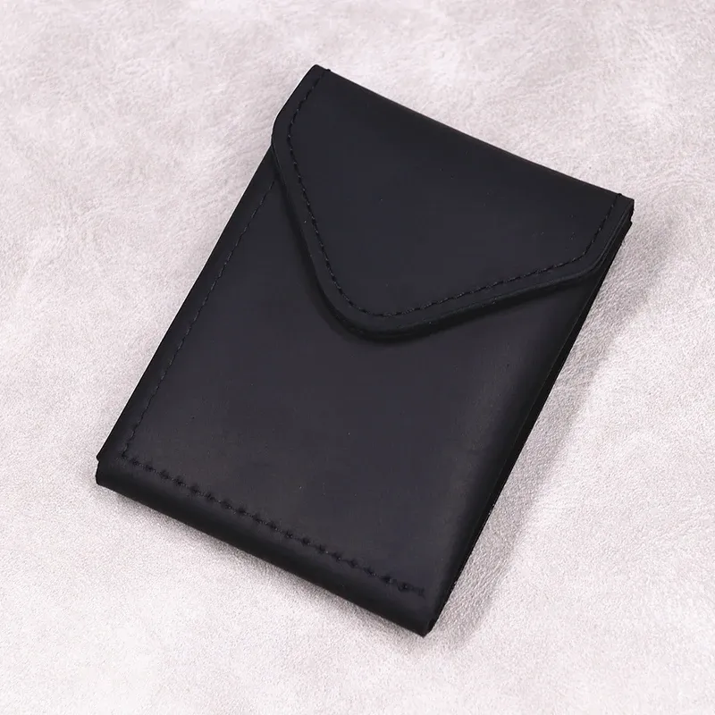 Portefeuille minimaliste en cuir de vache véritable pour homme, fin et compact, avec porte-cartes et rabat 8
