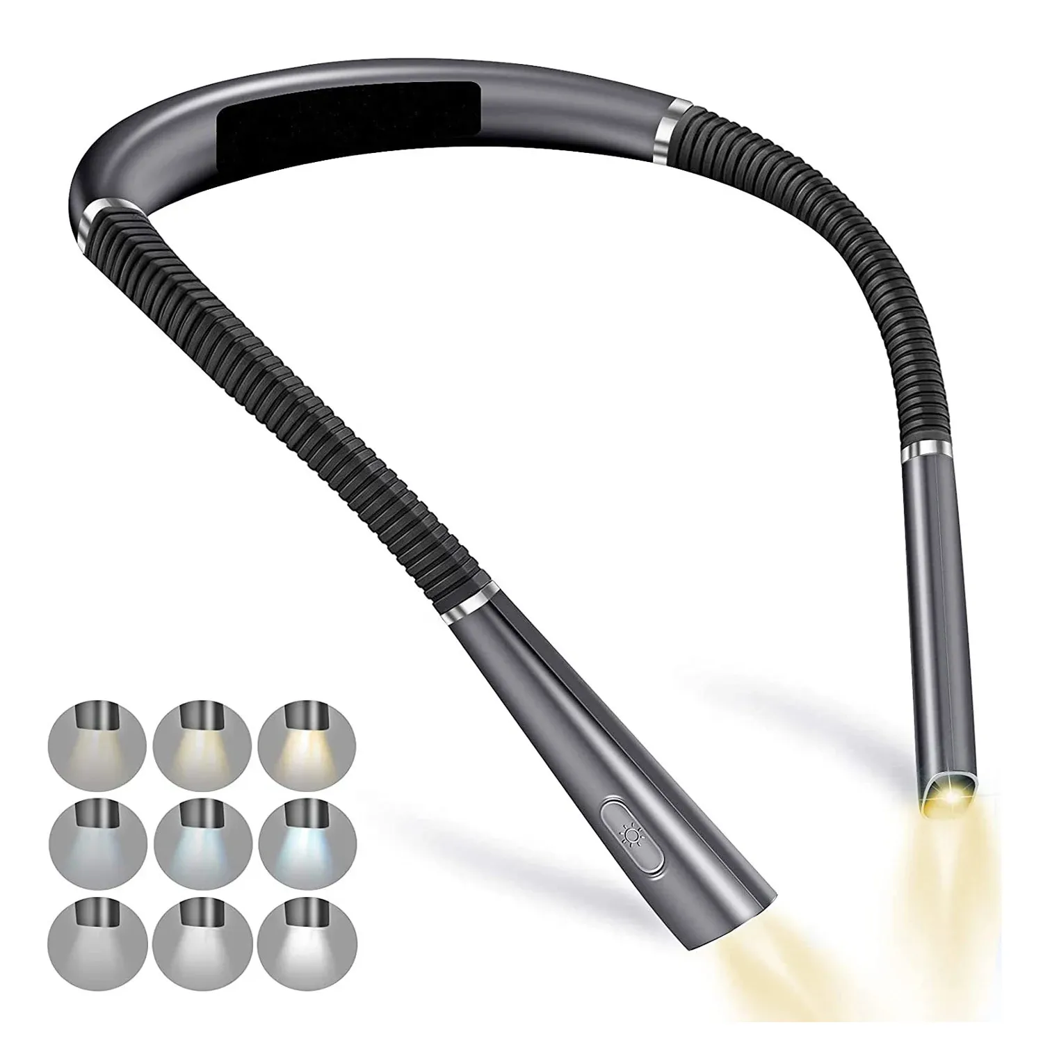Lampe de lecture LED flexible rechargeable, 3 températures de couleur et luminosité réglable