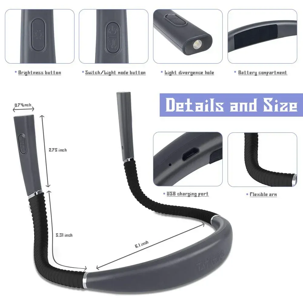 Lampe de lecture LED flexible rechargeable, 3 températures de couleur et luminosité réglable 4