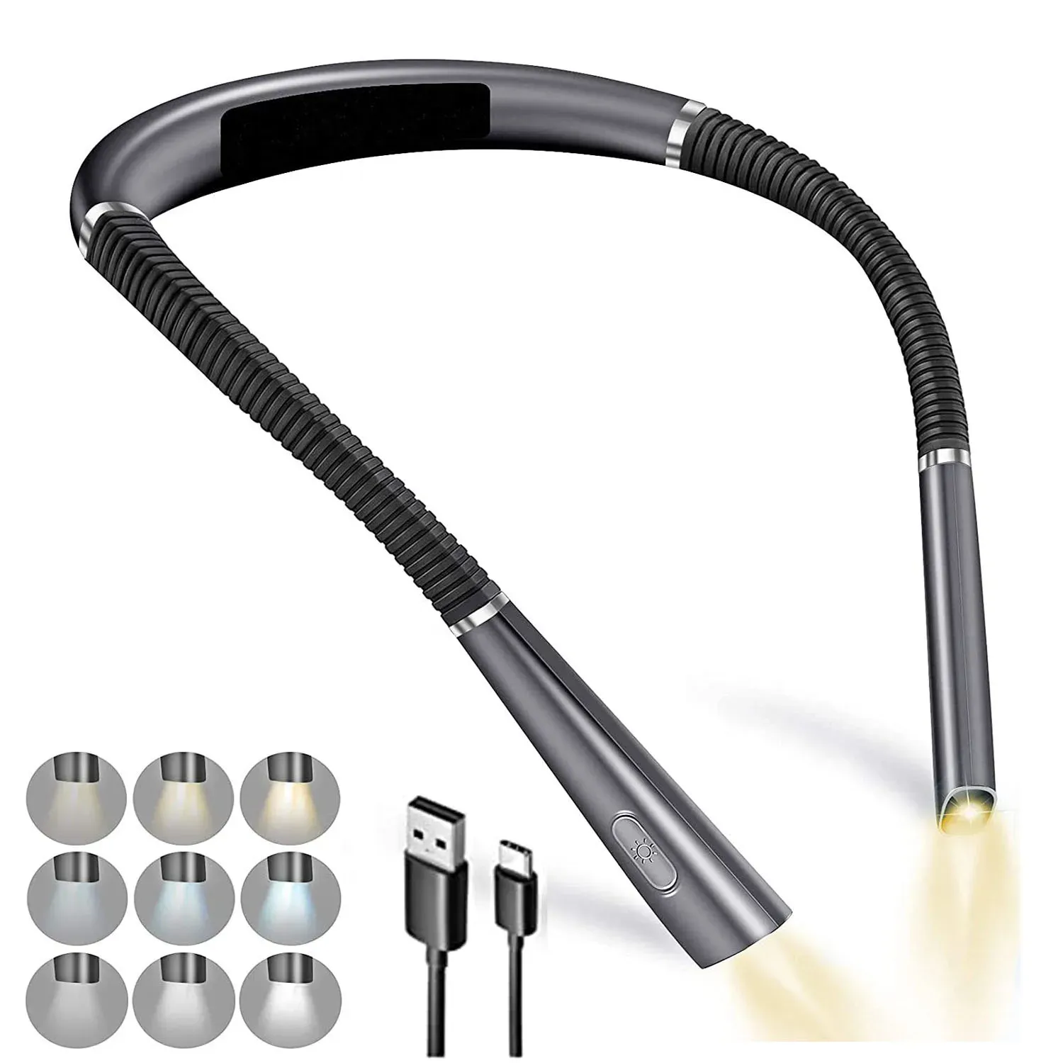 Lampe de lecture LED flexible rechargeable, 3 températures de couleur et luminosité réglable 7