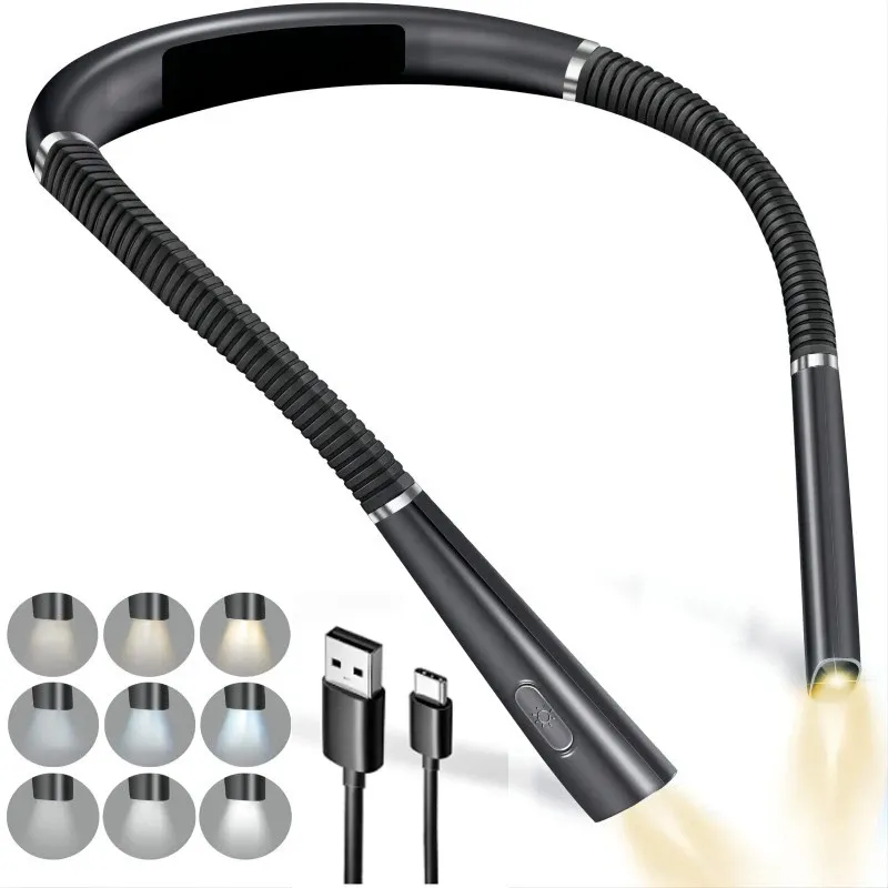 Lampe de lecture LED flexible rechargeable, 3 températures de couleur et luminosité réglable 8