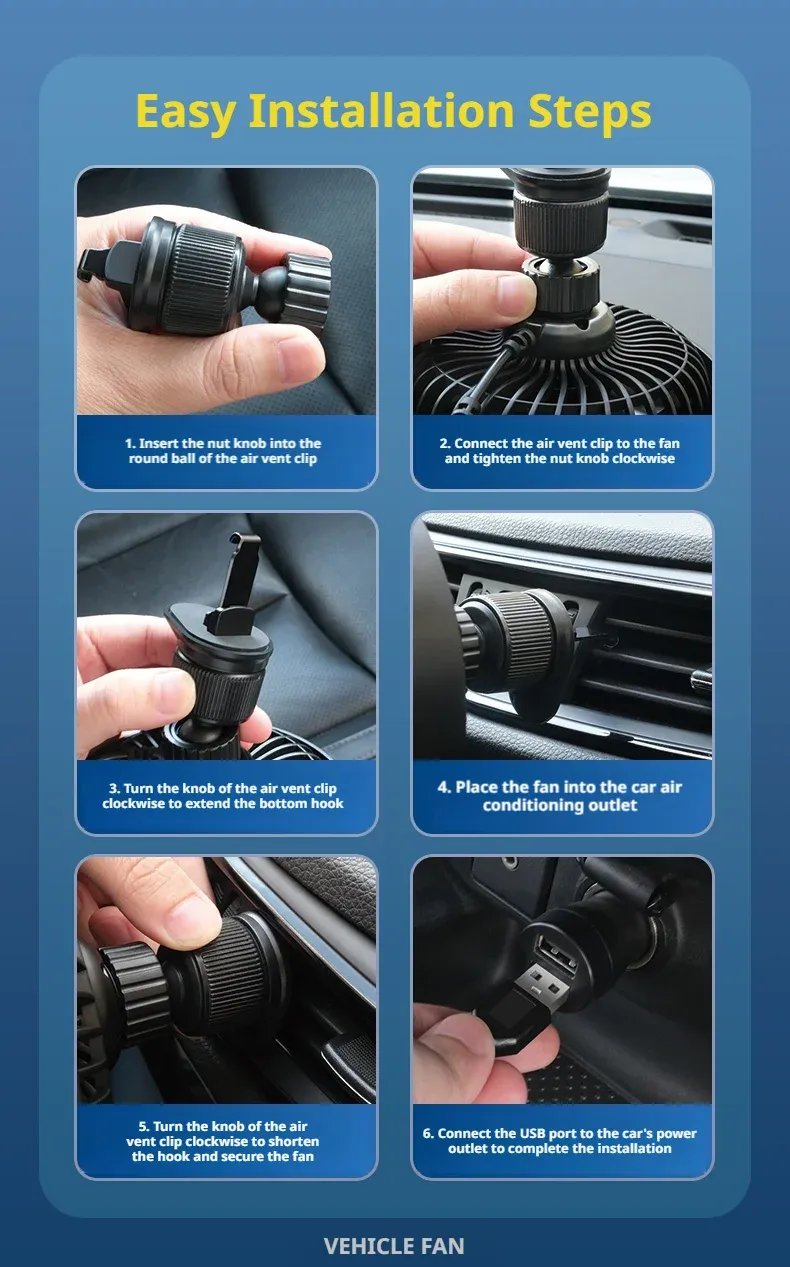 Ventilateur de voiture SEAMETAL, réglage de la ventilation