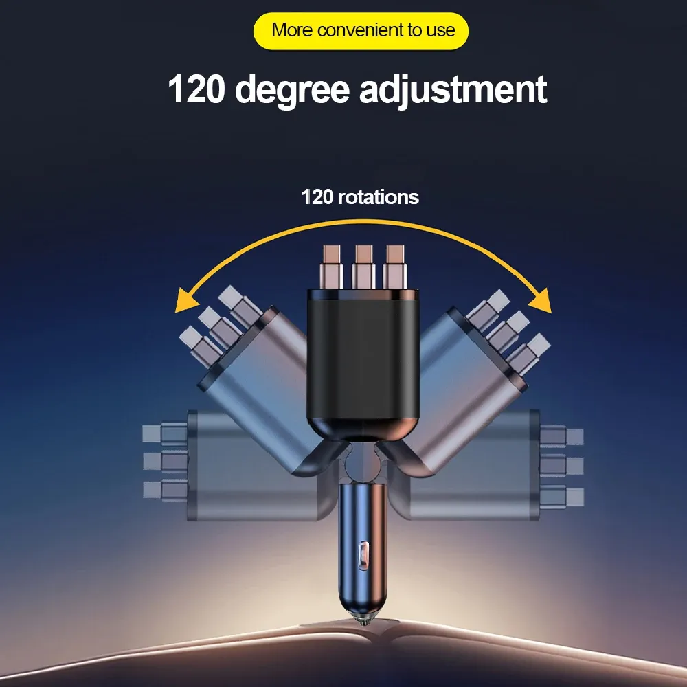 Chargeur de voiture rotatif à 180 degrés
