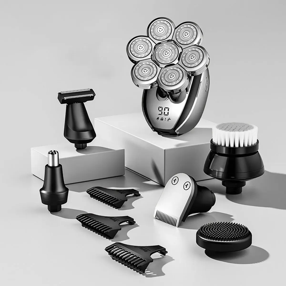 Tondeuse à cheveux électrique 6 en 1 avec écran numérique intelligent, kit de coiffure à domicile étanche, tondeuse sans fil rechargeable 13