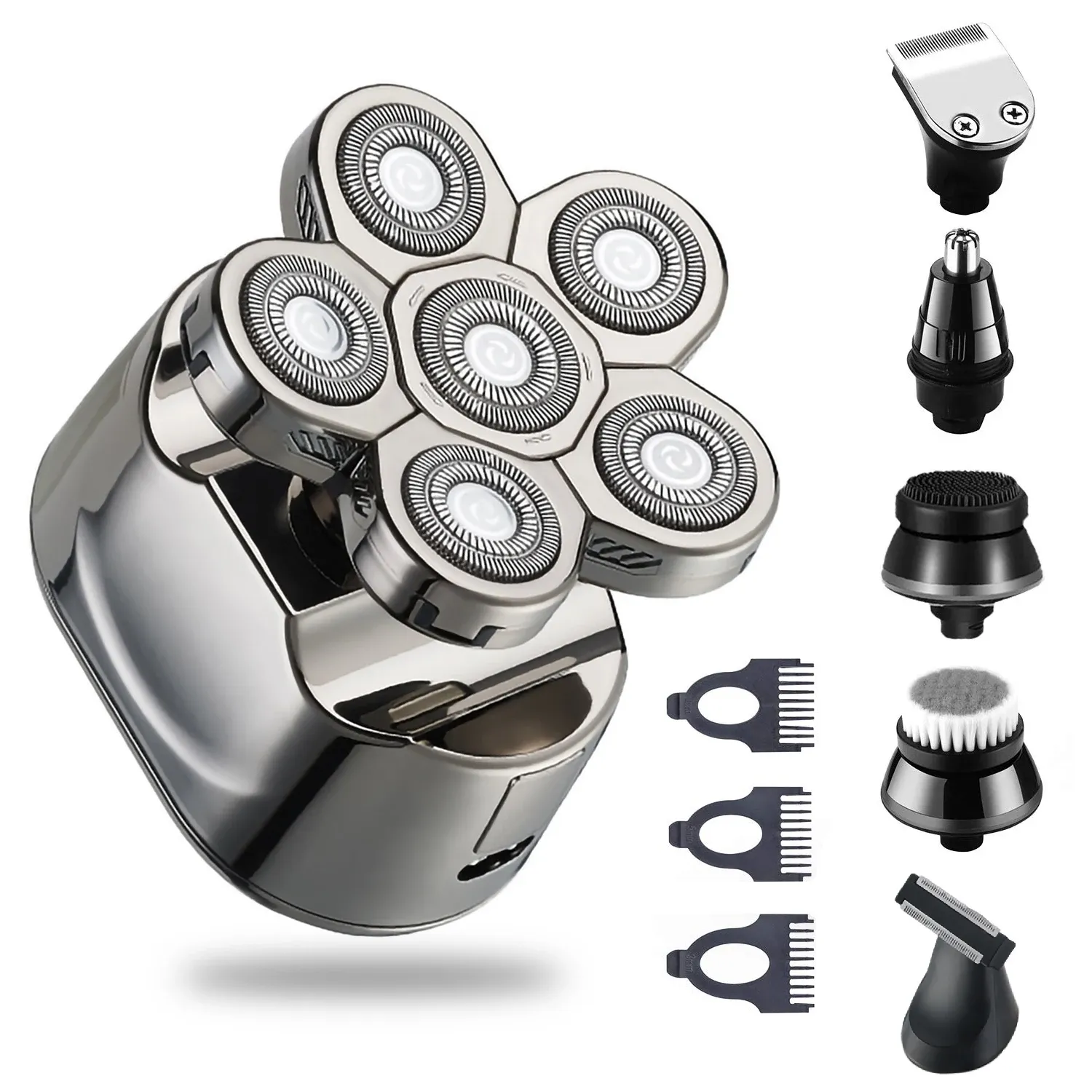 Tondeuse à cheveux électrique 6 en 1 avec écran numérique intelligent, kit de coiffure à domicile étanche, tondeuse sans fil rechargeable 11