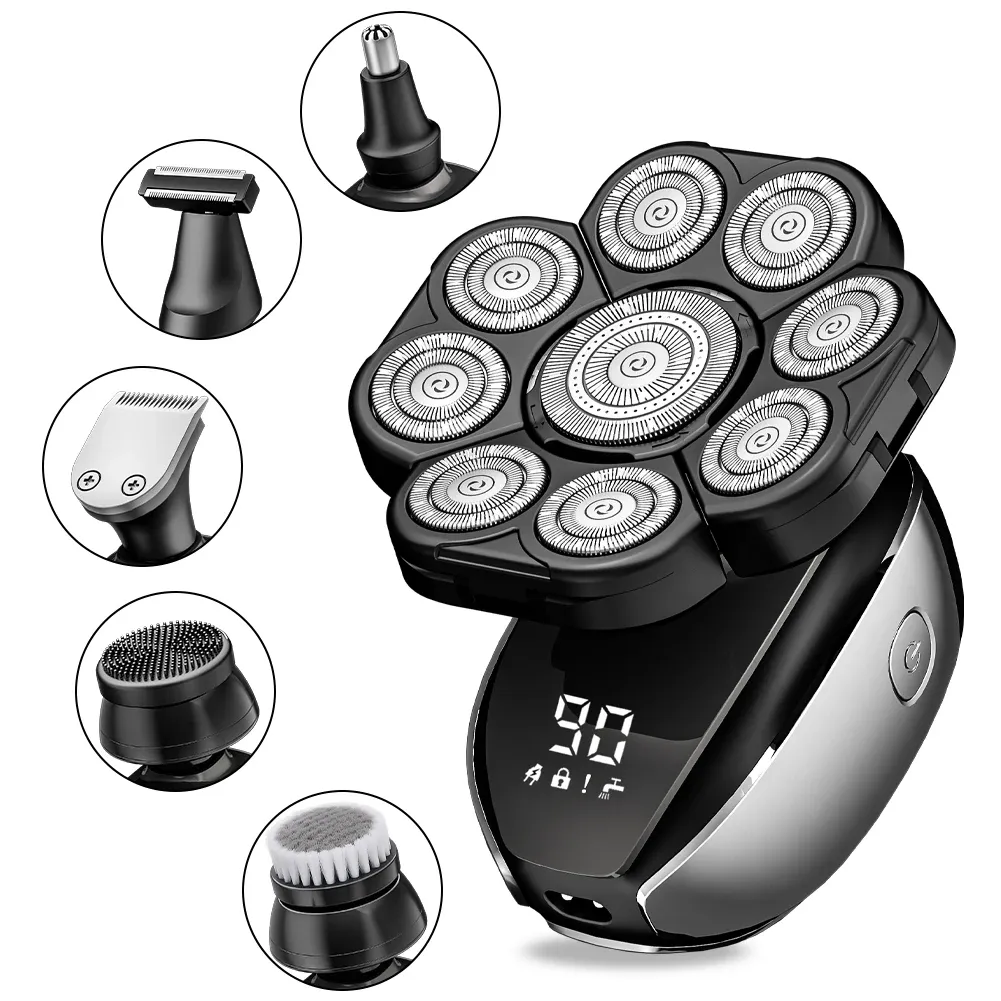 Tondeuse à cheveux électrique 6 en 1 avec écran numérique intelligent, kit de coiffure à domicile étanche, tondeuse sans fil rechargeable 14