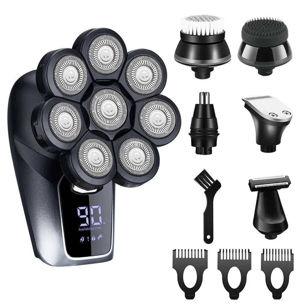 Tondeuse à cheveux électrique 6 en 1 avec écran numérique intelligent, kit de coiffure à domicile étanche, tondeuse sans fil rechargeable 15
