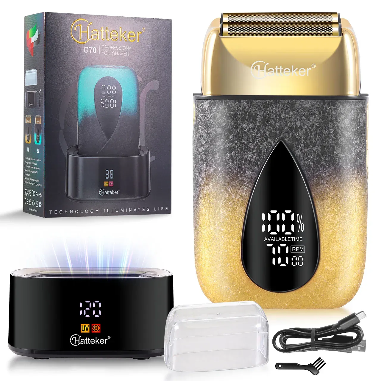 Tondeuse à cheveux électrique 6 en 1 avec écran numérique intelligent, kit de coiffure à domicile étanche, tondeuse sans fil rechargeable 8