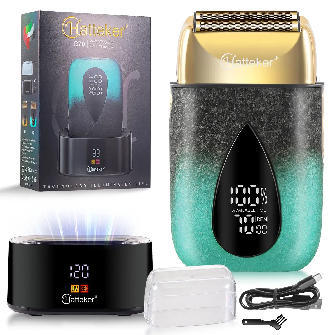 Tondeuse à cheveux électrique 6 en 1 avec écran numérique intelligent, kit de coiffure à domicile étanche, tondeuse sans fil rechargeable 9