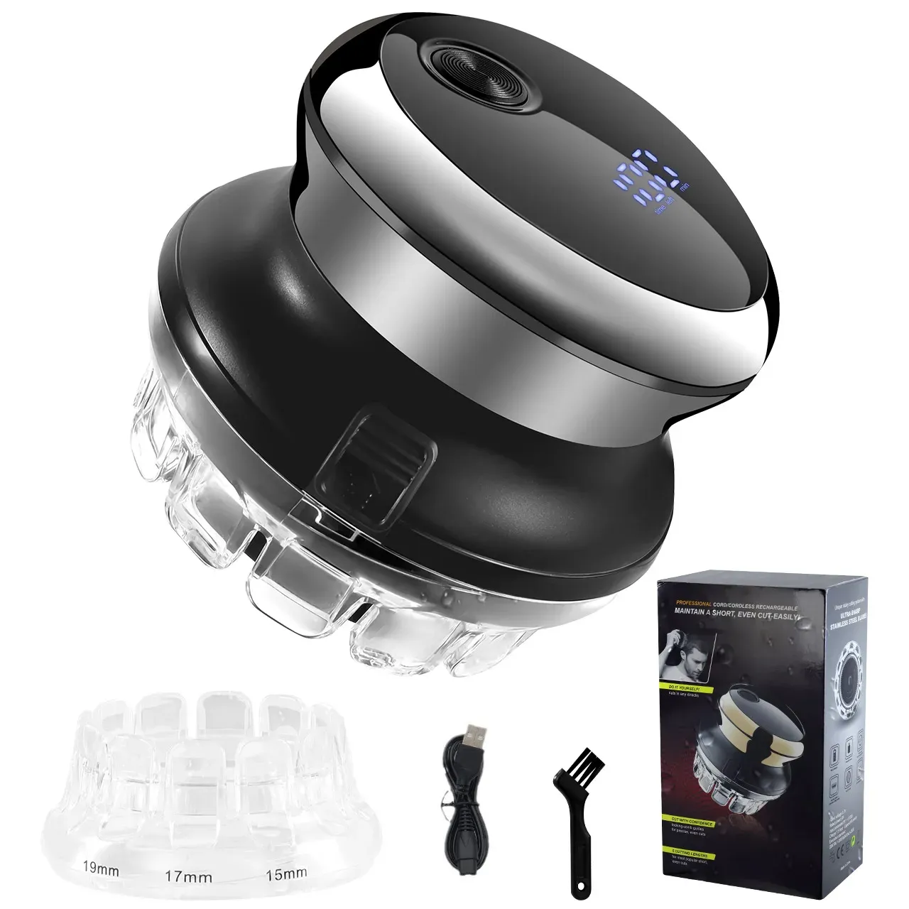 Tondeuse à cheveux électrique 6 en 1 avec écran numérique intelligent, kit de coiffure à domicile étanche, tondeuse sans fil rechargeable 10