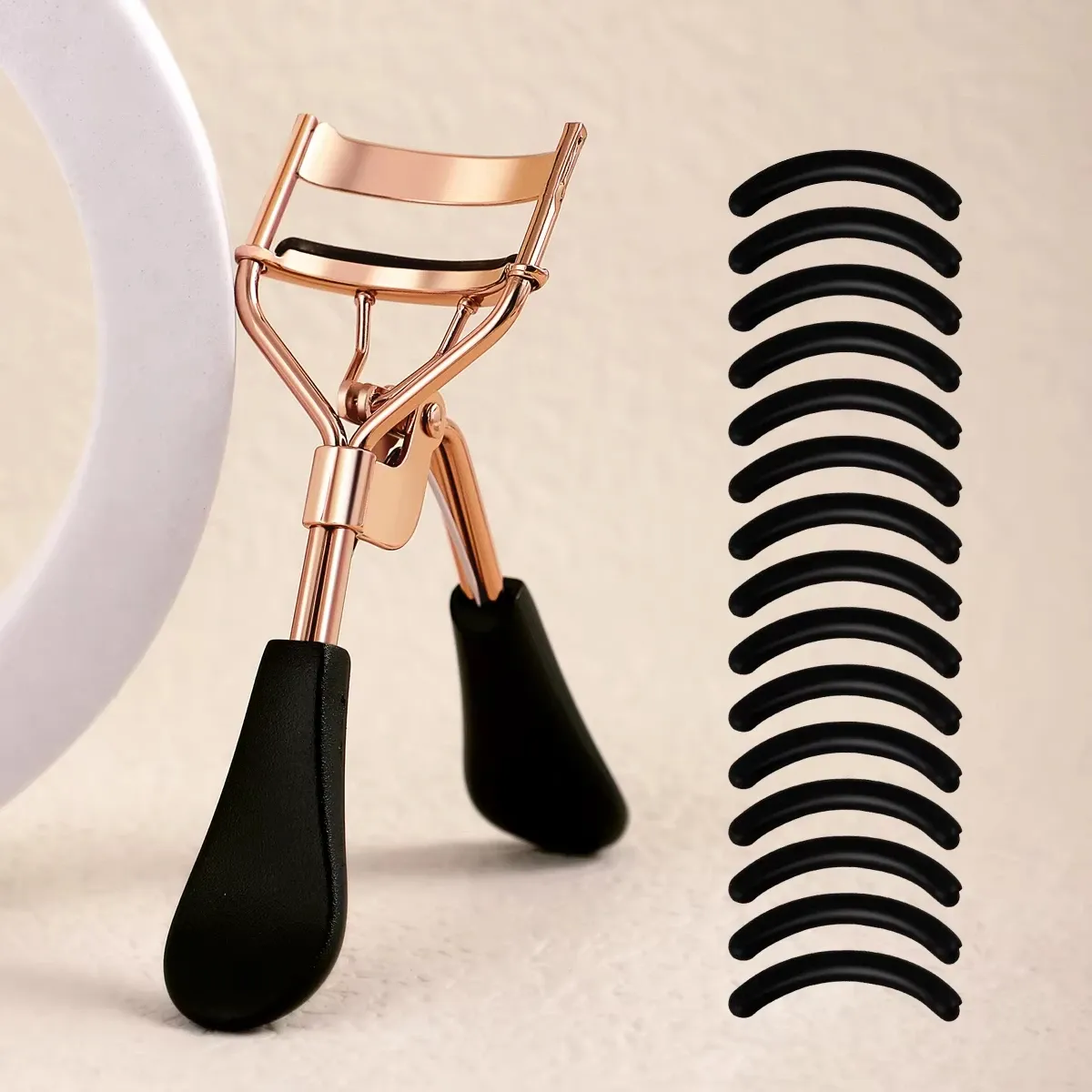 Kit recourbe-cils portable avec 15 coussinets en silicone, design en acier inoxydable pour extensions et recourbage des cils, outil de beauté