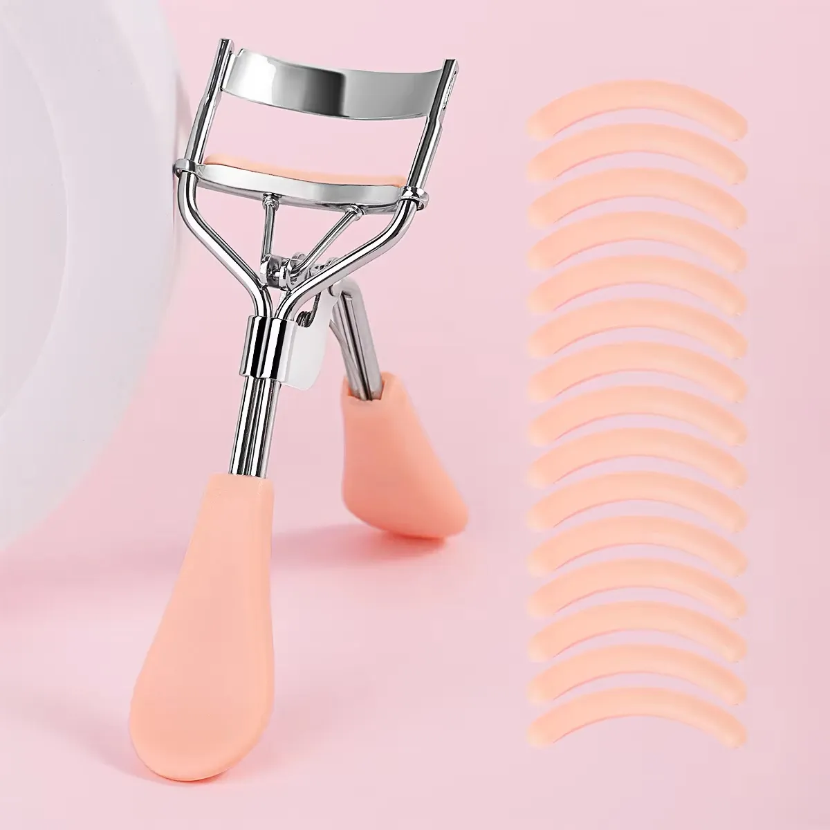 Kit recourbe-cils portable avec 15 coussinets en silicone, design en acier inoxydable pour extensions et recourbage des cils, outil de beauté 13