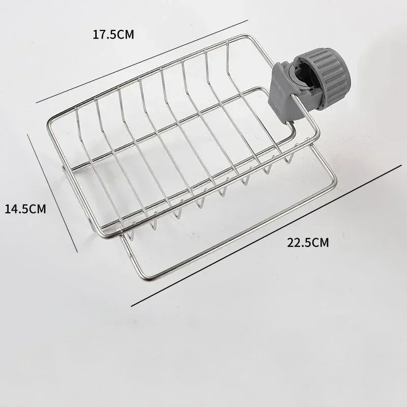 Égouttoir d'évier en acier inoxydable avec étagère suspendue détachable et porte-éponge 6