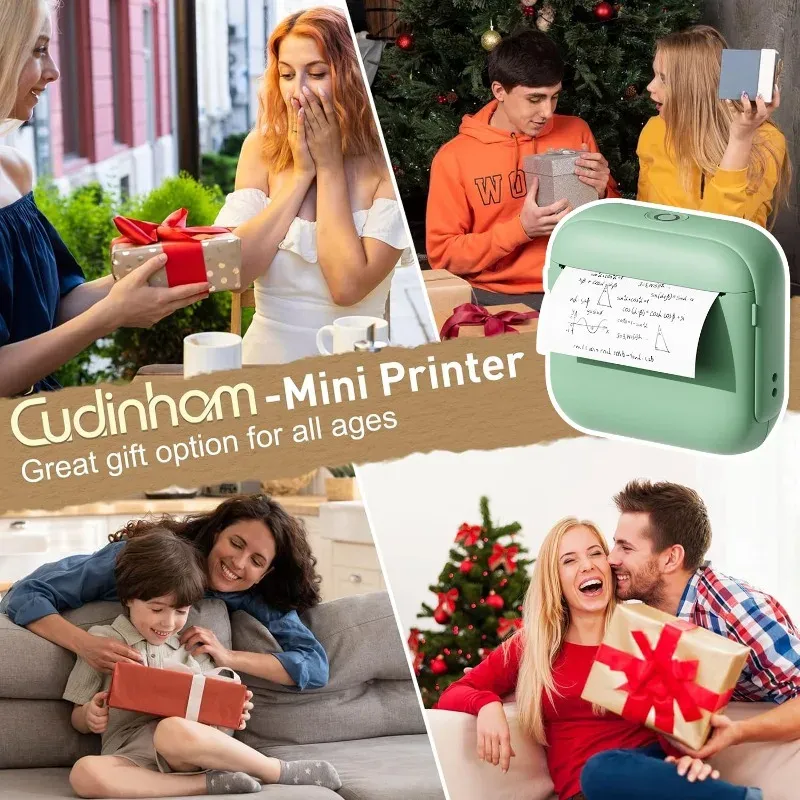 Mini-imprimante thermique portable sans fil, impression HD 203 dpi, connectivité Bluetooth, USB et batterie 6