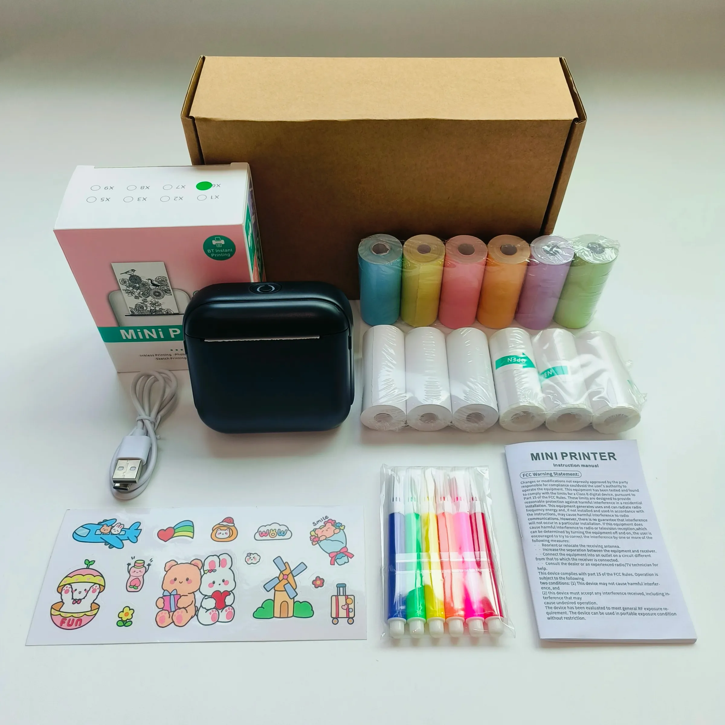 Mini-imprimante thermique portable sans fil, impression HD 203 dpi, connectivité Bluetooth, USB et batterie 8