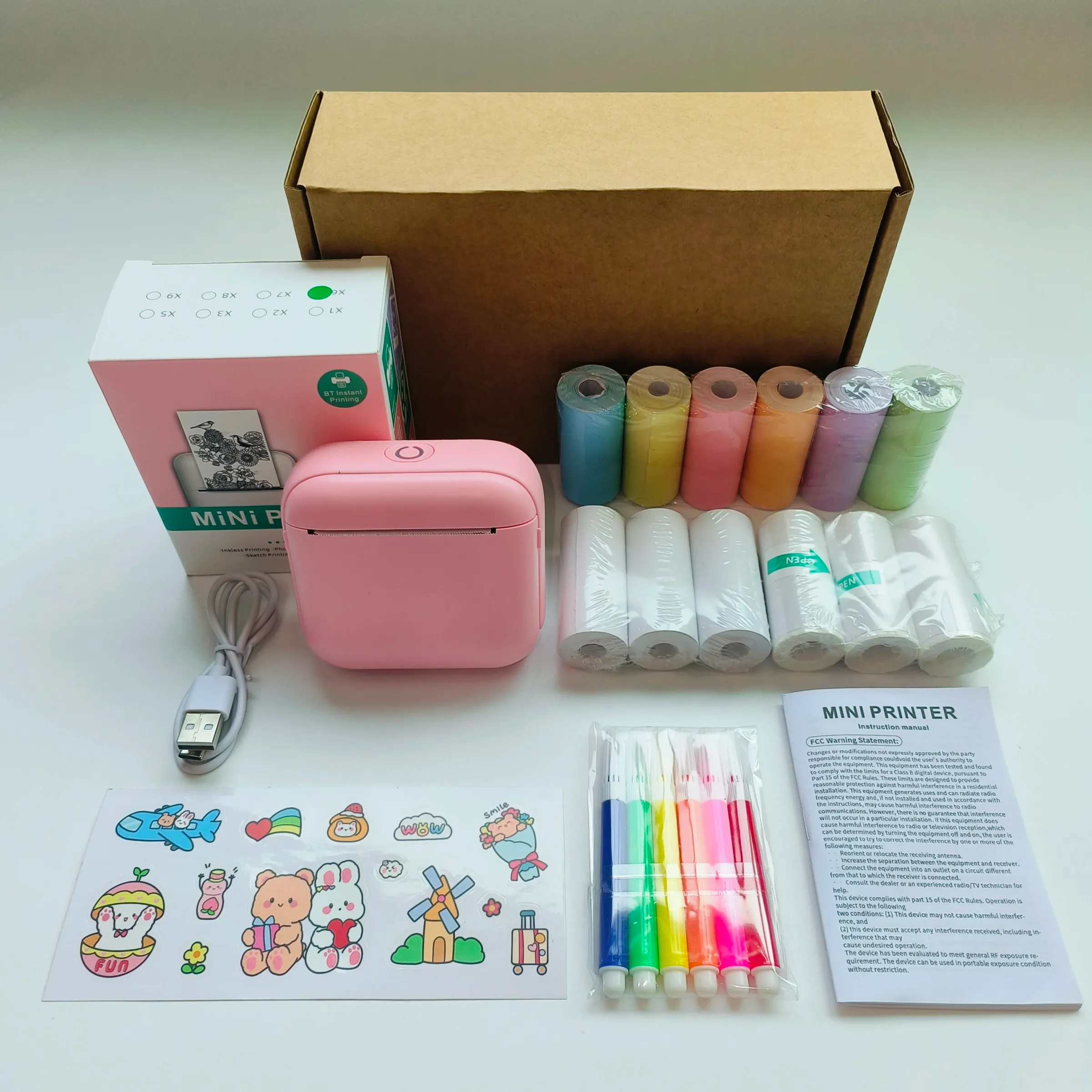 Mini-imprimante thermique portable sans fil, impression HD 203 dpi, connectivité Bluetooth, USB et batterie 12