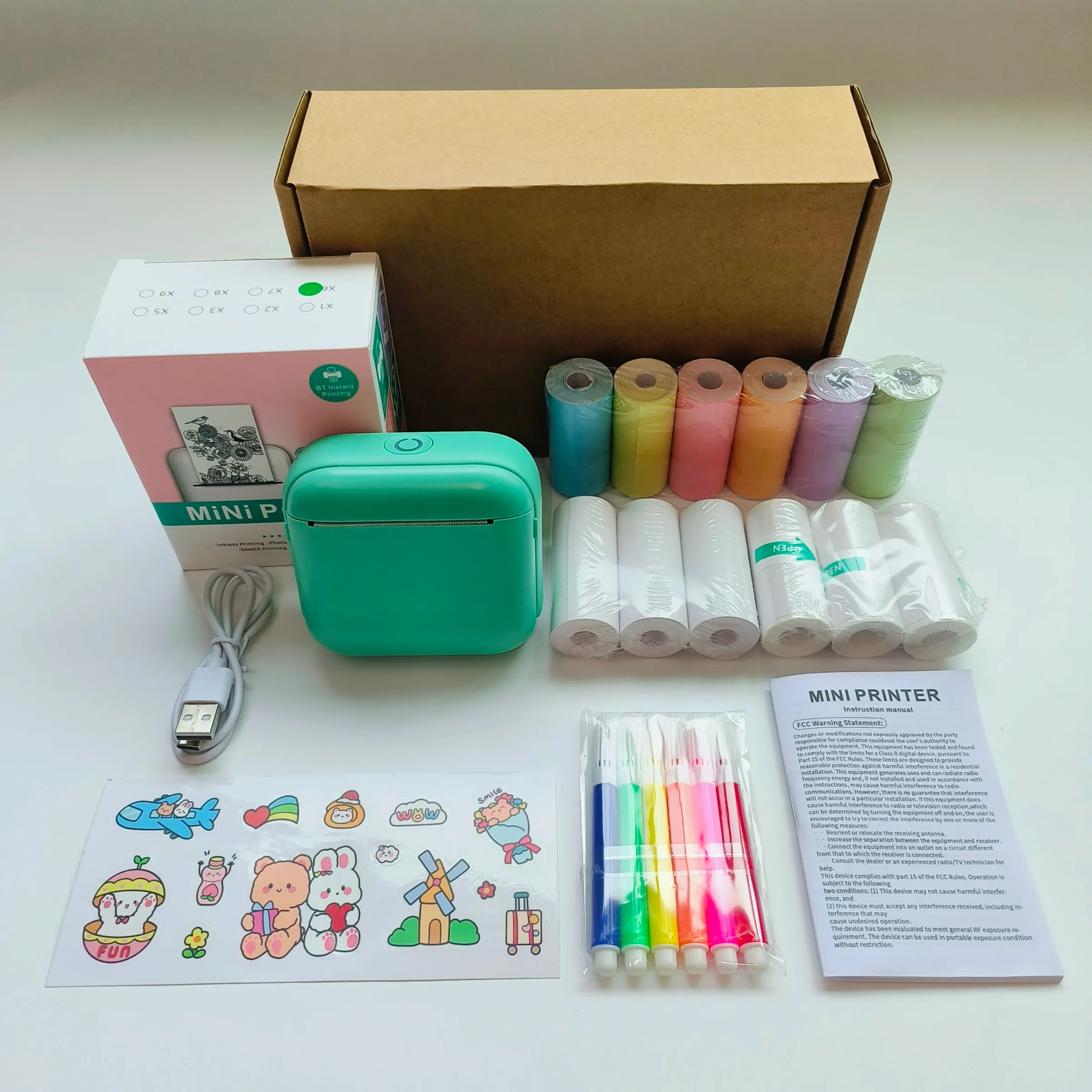 Mini-imprimante thermique portable sans fil, impression HD 203 dpi, connectivité Bluetooth, USB et batterie 11