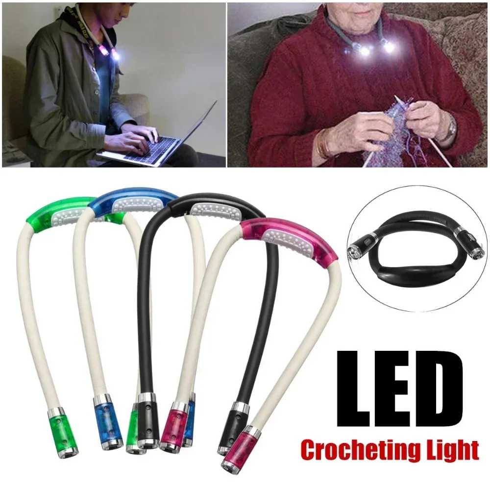 Lampe de lecture à pince flexible, réglable à 360°, mains libres, LED