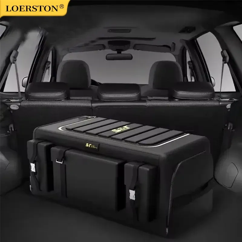 Organisateur de coffre de voiture pliable avec couvercle, 70 L, en tissu Oxford - Image 1
