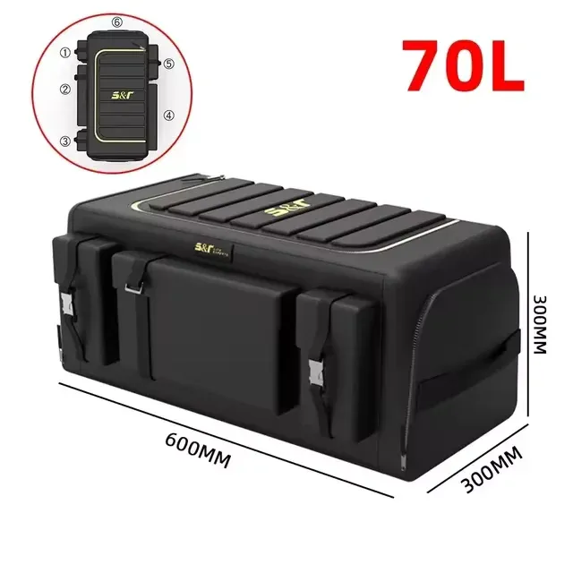 Organisateur de coffre de voiture pliable avec couvercle, 70 L, en tissu Oxford 7
