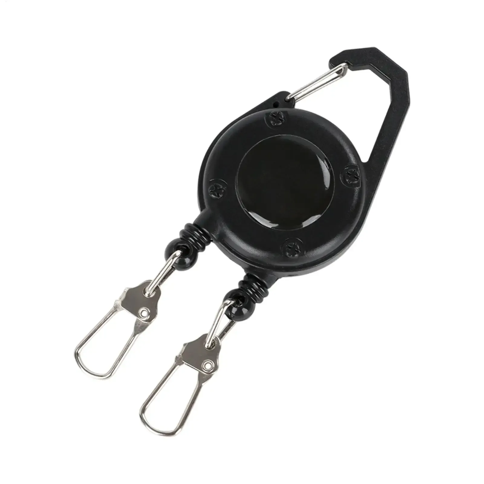 Porte-clés rétractable à double tête avec clip ceinture et cordon en acier 1