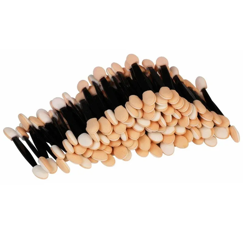 Ensemble de 5/30/50/100 pinceaux à fard à paupières double embout en éponge et nylon, outils de maquillage pour application cosmétique 6