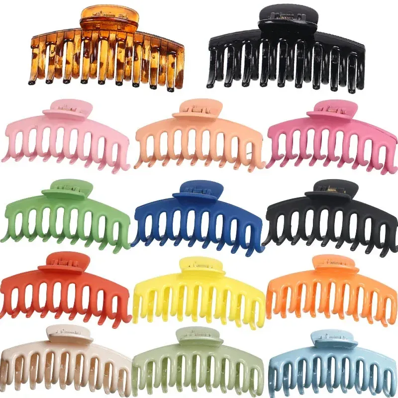 Pinces à cheveux coréennes en acrylique givré, grandes griffes solides et élégantes pour femmes et filles - Image 1