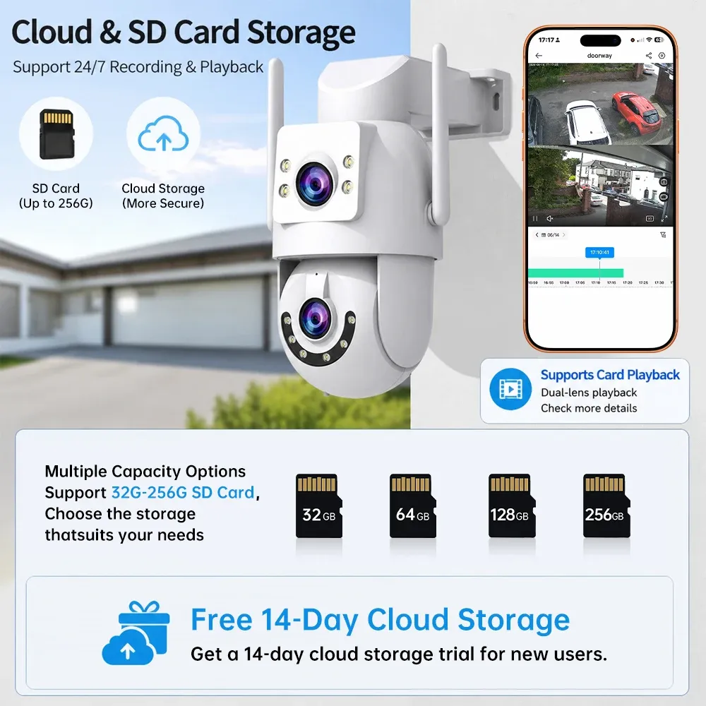 Caméra IP PTZ 4K 8MP Jooan pour extérieur, Wi-Fi 5G, double objectif, zoom optique 5X, suivi IA, compatible ONVIF, vidéosurveillance CCTV 3