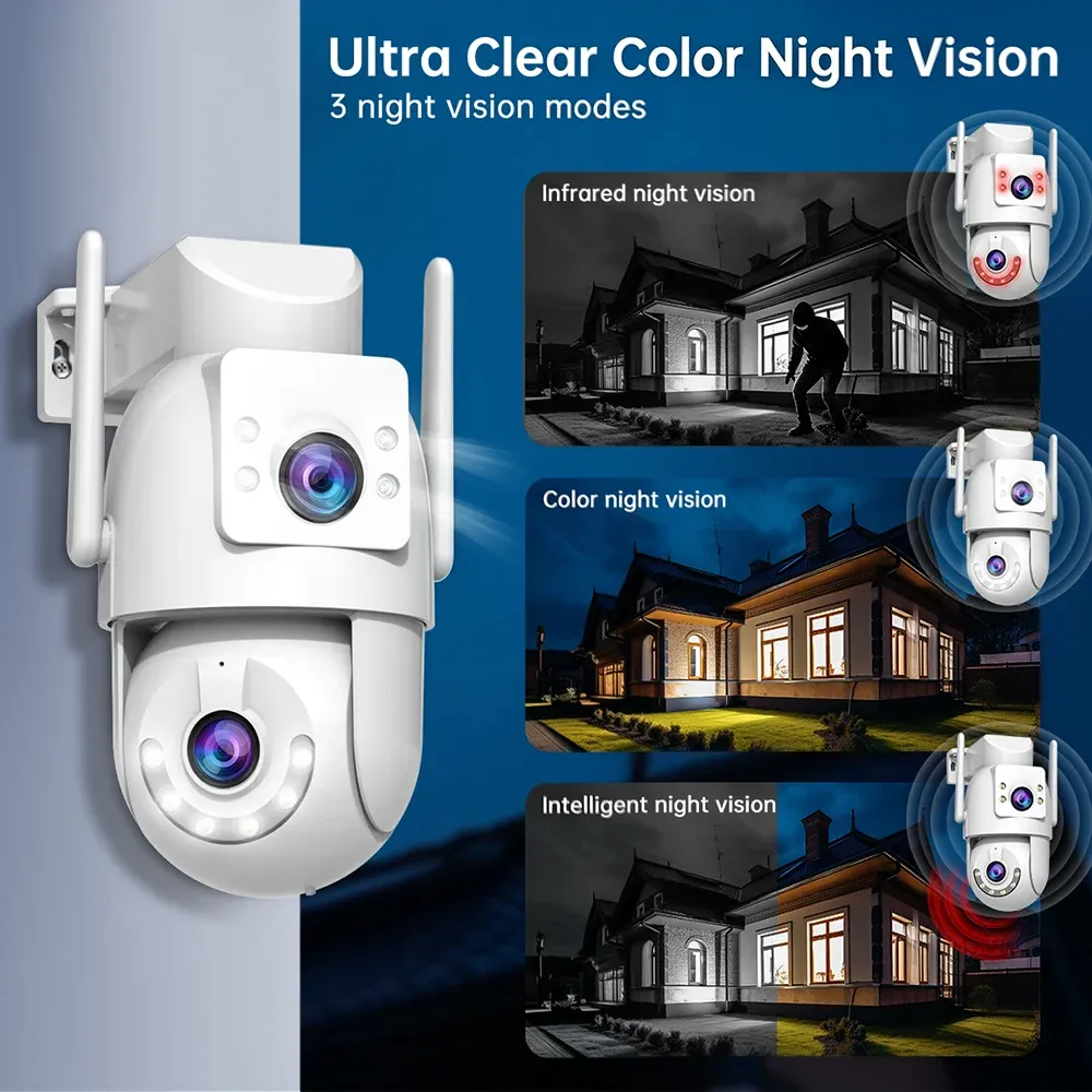 Caméra IP PTZ 4K 8MP Jooan pour extérieur, Wi-Fi 5G, double objectif, zoom optique 5X, suivi IA, compatible ONVIF, vidéosurveillance CCTV 4
