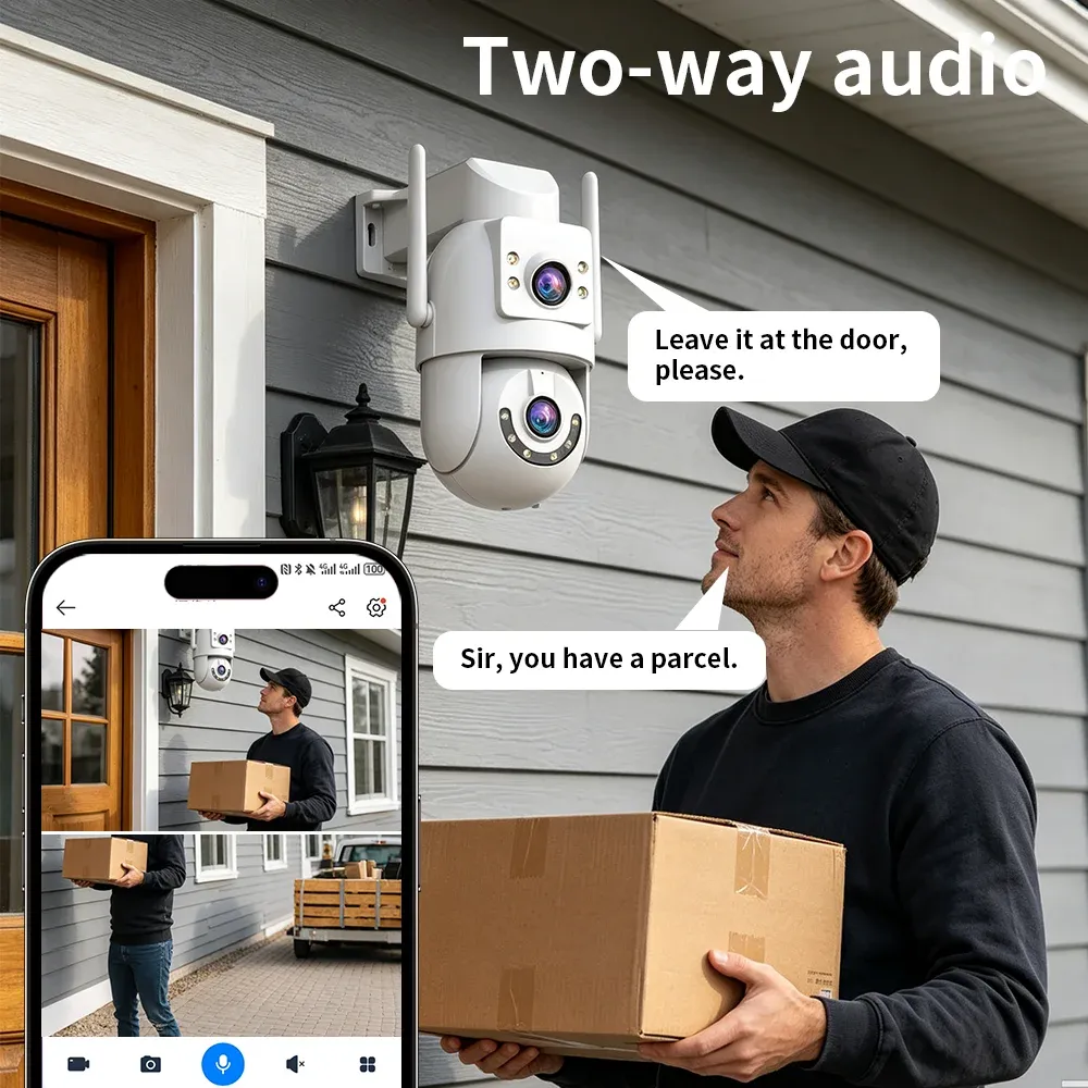 Caméra IP PTZ 4K 8MP Jooan pour extérieur, Wi-Fi 5G, double objectif, zoom optique 5X, suivi IA, compatible ONVIF, vidéosurveillance CCTV 5