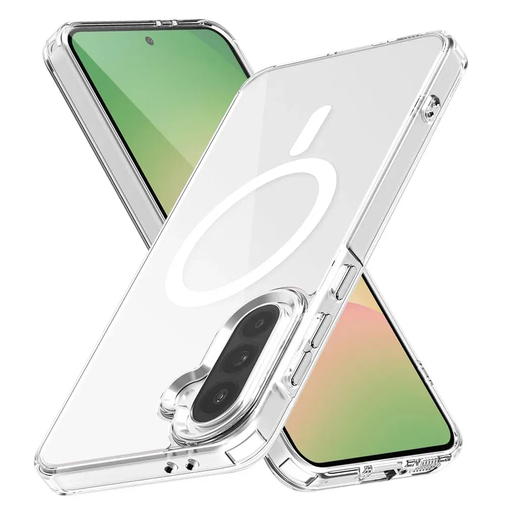 Coque transparente antichoc pour Samsung Galaxy A56, A55, A54, A36, A35, A26, A17, A16 5G, étui magnétique transparent compatible MagSafe