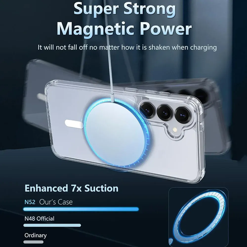 Coque transparente antichoc pour Samsung Galaxy A56, A55, A54, A36, A35, A26, A17, A16 5G, étui magnétique transparent compatible MagSafe 3