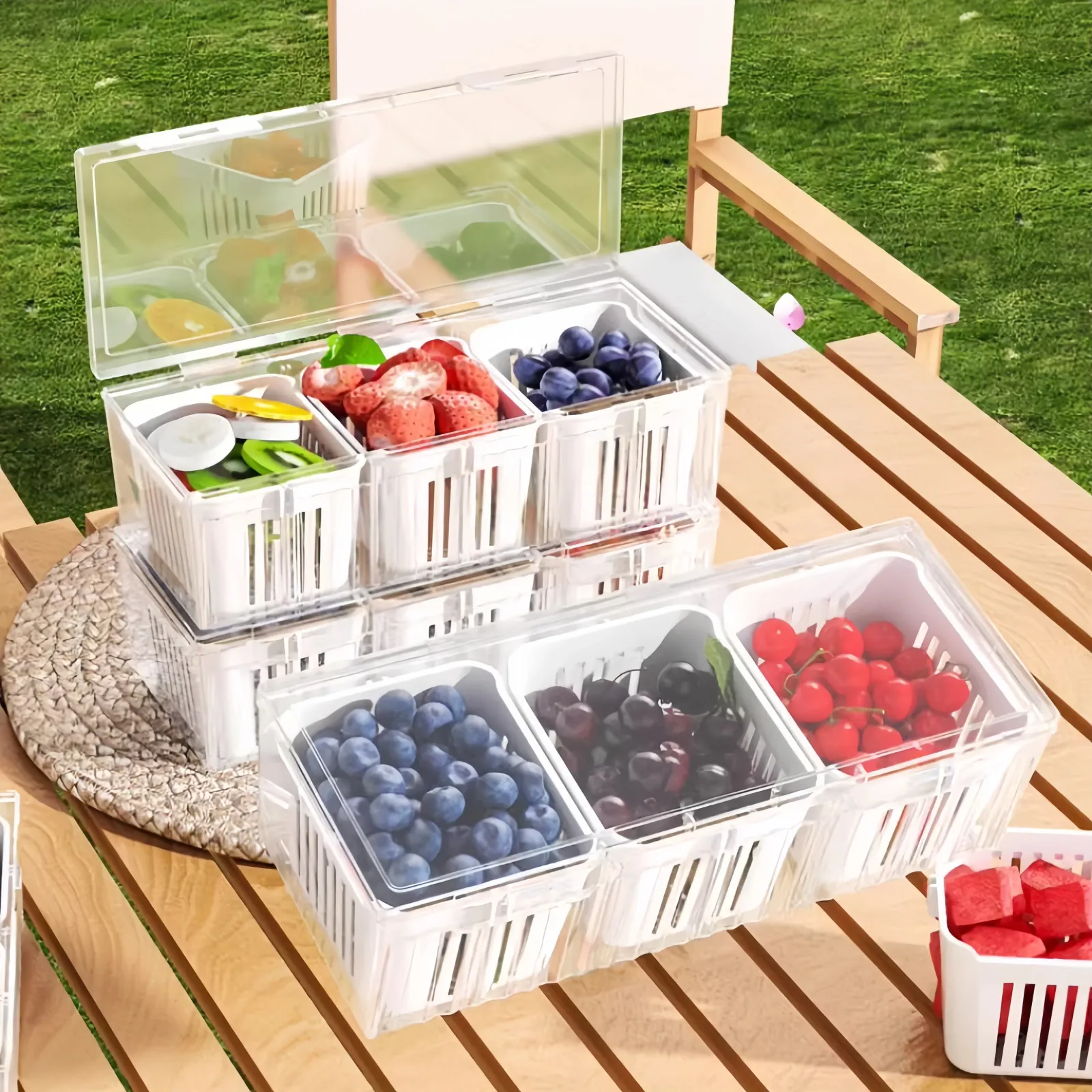 Compartiments transparents amovibles pour rangement au réfrigérateur