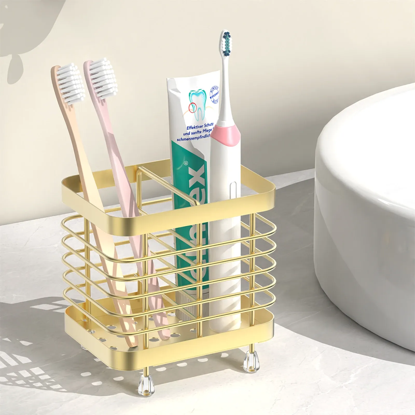 Support mural pour brosses à dents en acier inoxydable, rangement pour brosses à dents électriques et dentifrice pour salle de bain et douche 8