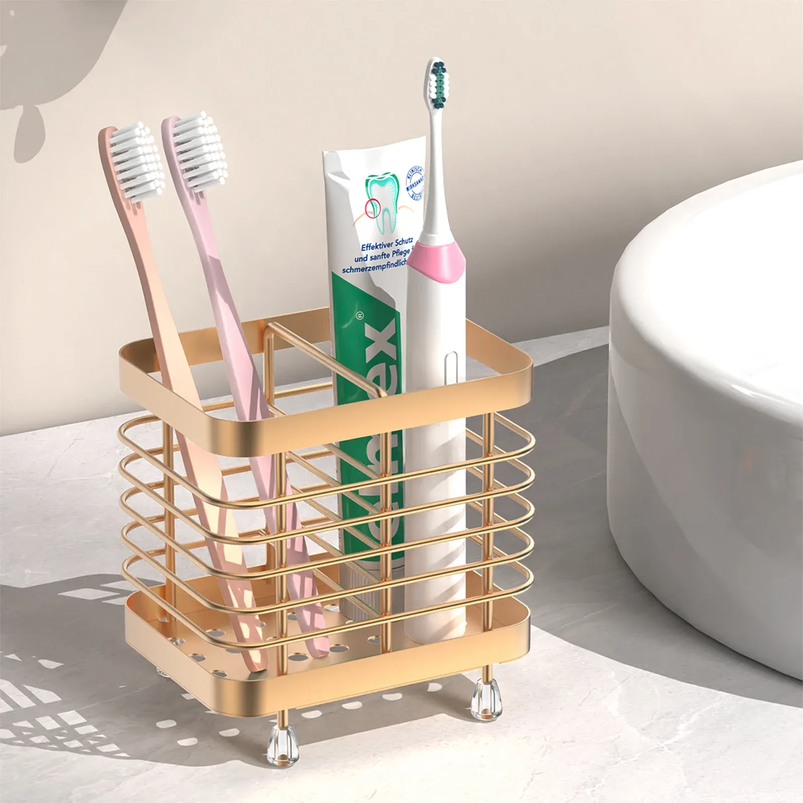 Support mural pour brosses à dents en acier inoxydable, rangement pour brosses à dents électriques et dentifrice pour salle de bain et douche 10