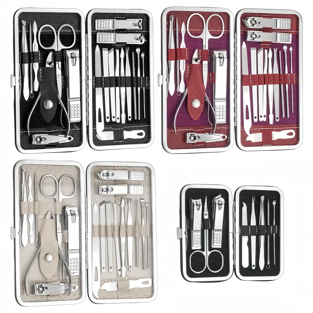 Ensemble de 19 pièces de coupe-ongles en acier inoxydable avec coupe-ongles diagonal, outils de pédicure, cure-oreilles et cuillères 6