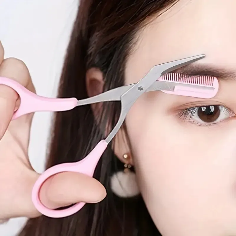Ensemble de tondeuse à sourcils, rasoir à sourcils incurvé et ciseaux à sourcils avec peigne, outils de beauté pratiques et faciles à utiliser pour débutants 3